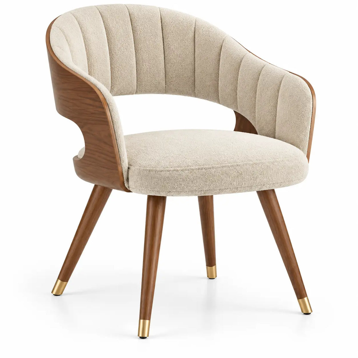 Sedia, schienale curvo imbottito e apertura inferiore, marrone/beige